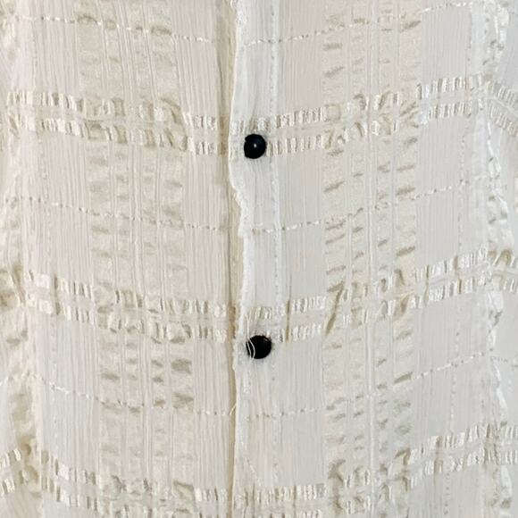 L.G.B Size S Cream Black Polyester Blend Distressed Mini Shirt Dress - Picture 2 of 8